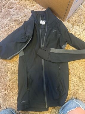 Nike Black Jacket with Gray Accents Full-Zip Training Jacket